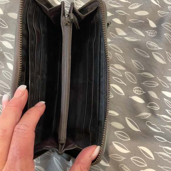 Studded leather grey/blue wallet - Picture 3 of 3